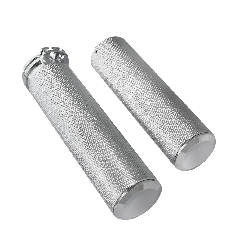 HDBUBALUS Hand Grips 1 Inch Motorcycle Handlebar Grips Cable Throttle Compatible for Harley Sportster Touring Dyna Softail 883 1200 Dyna Softail V-Rod Chrome - Image 2